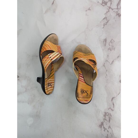 Sofft Heels Women 9.5 M Orange Leather Kitten Criss Cross Open Toe Shoe Tropical - Picture 11 of 11